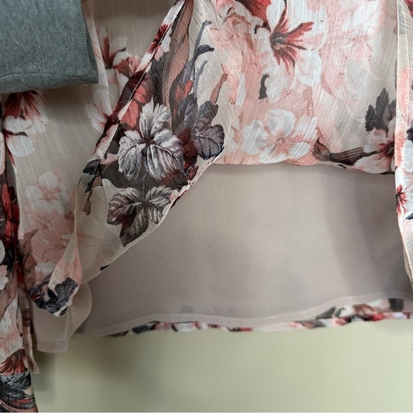 Vince Camuto Women L Top Long Sheer Puff Sleeve Blouse Floral Fairy Feminine - Picture 7 of 10